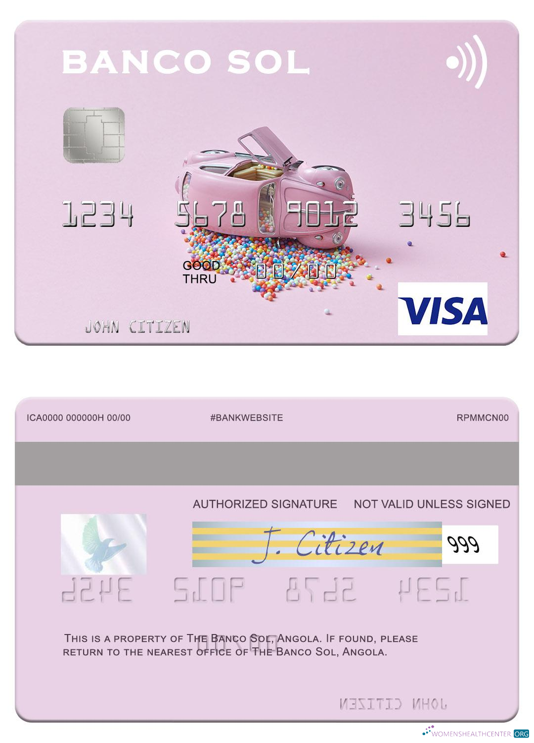 Download Angola Banco Sol visa card Photoshop template